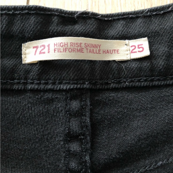 Levi’s 721 High Rise Skinny Zipper Pocket Jeans in Black Size 25 - Picture 14 of 15